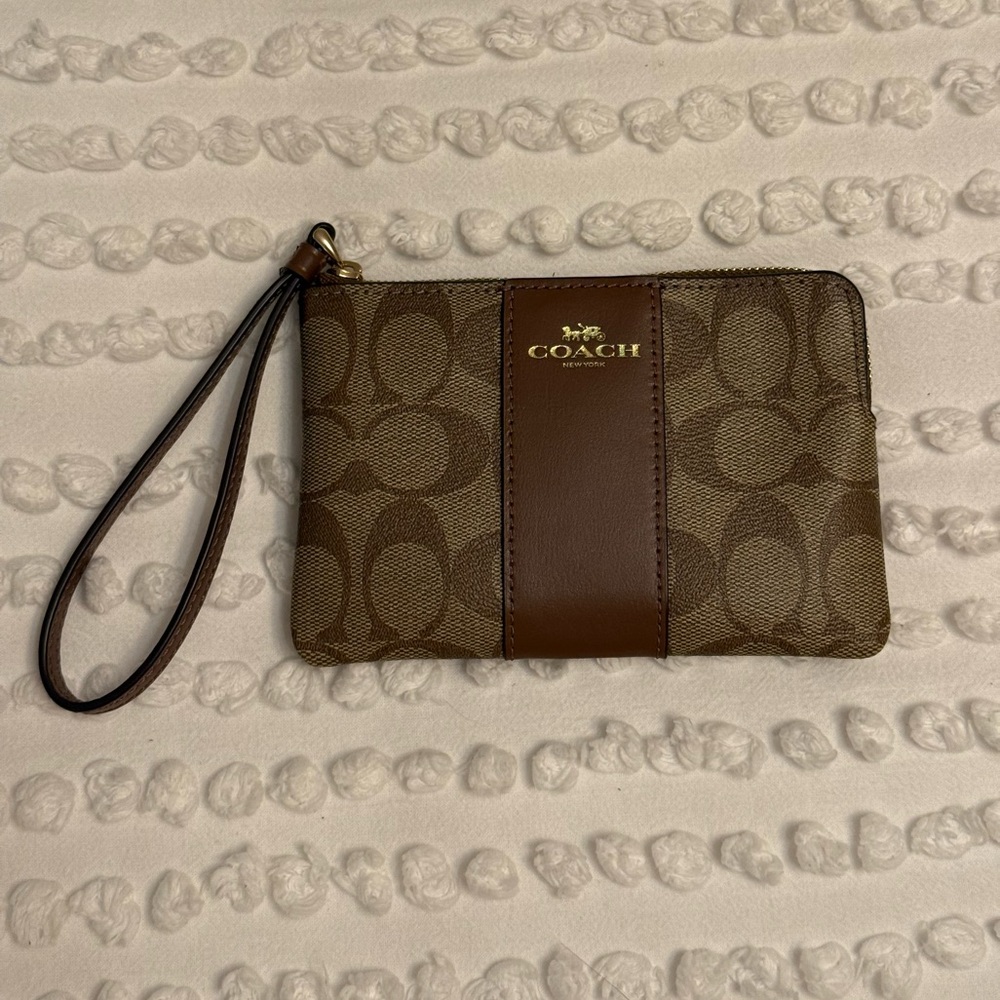 Coach Signature Brown Wristlet - Picture 4 of 13